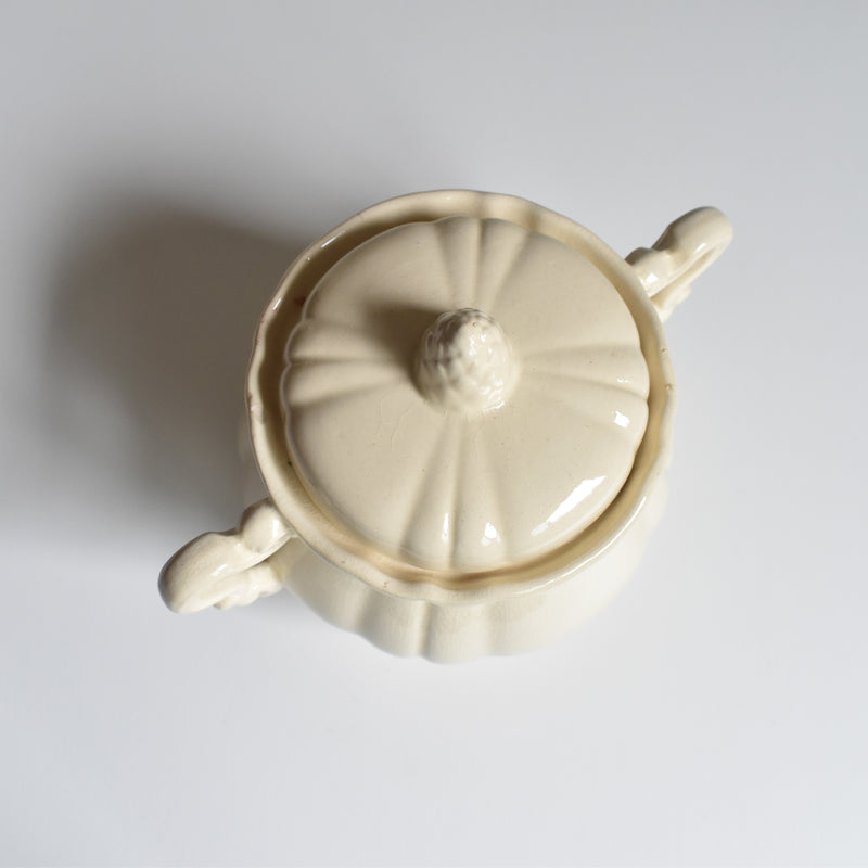 Vintage Sugar Pot Digoin & Sarreguemines Ivoire Floral Rim