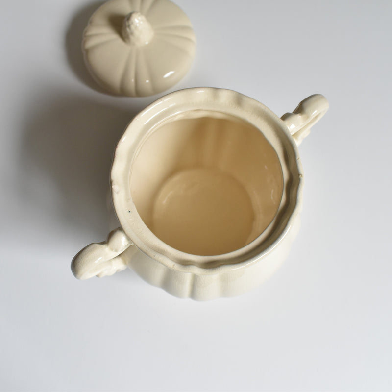 Vintage Sugar Pot Digoin & Sarreguemines Ivoire Floral Rim