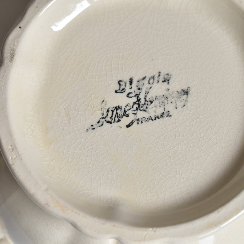 Vintage Sugar Pot Digoin & Sarreguemines Ivoire Floral Rim