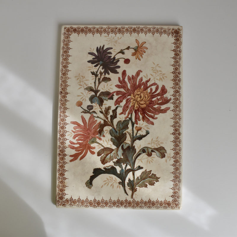 Antique tray, HB&C Choisy-le-Roi, Chrysanthemums