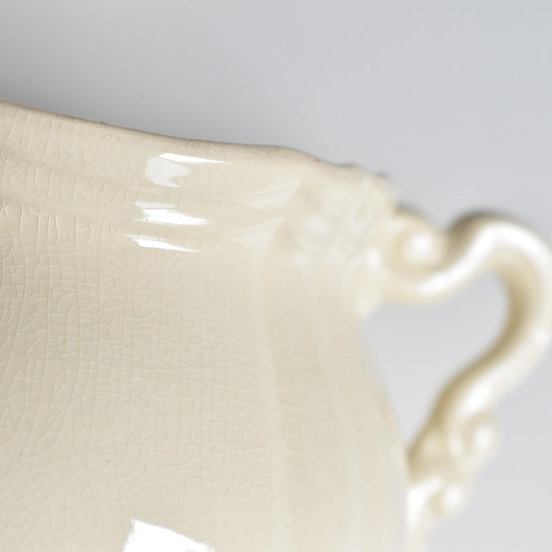 Vintage Sugar Pot Digoin & Sarreguemines Ivoire Floral Rim