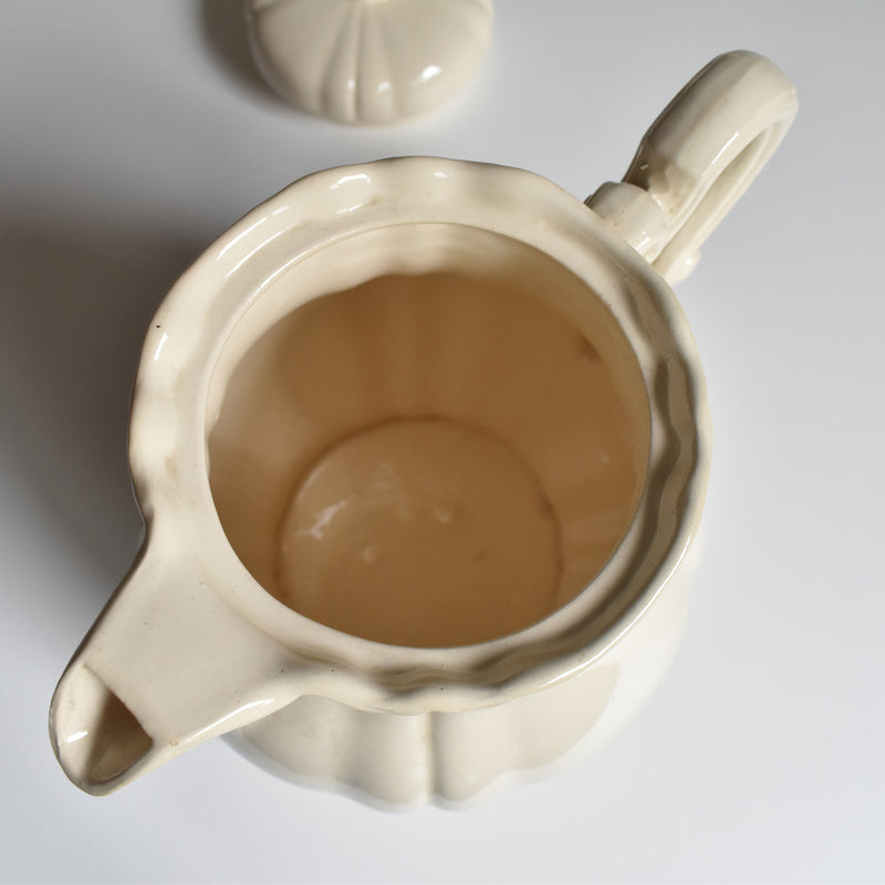 Vintage Teapot Digoin & Sarreguemines Ivoire Floral Rim
