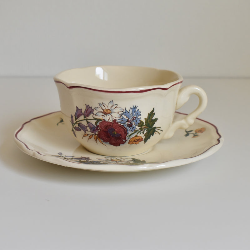 Vintage Chocolate Cup & Saucer Digoin & Sarreguemines Agreste