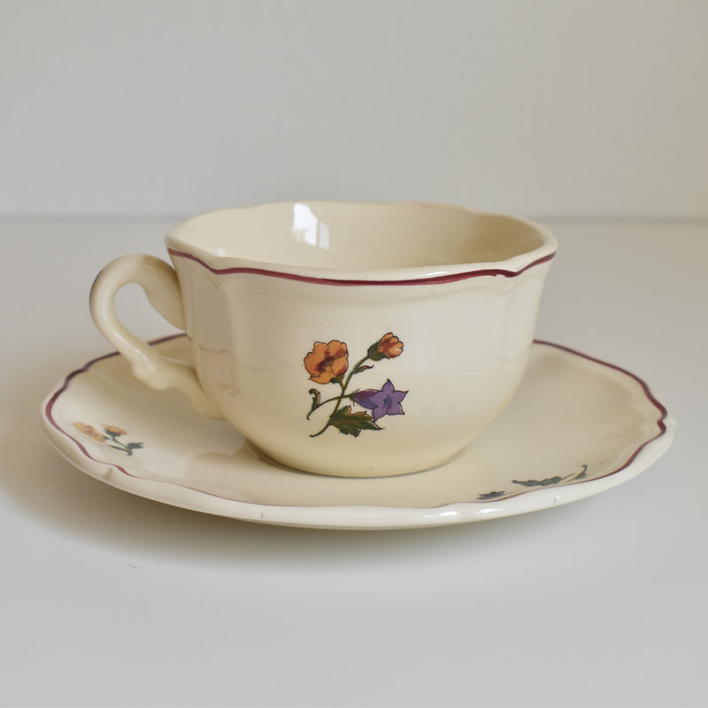 Vintage Chocolate Cup & Saucer Digoin & Sarreguemines Agreste