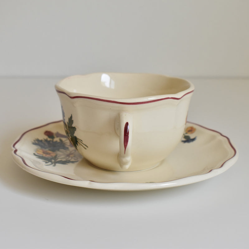 Vintage Chocolate Cup & Saucer Digoin & Sarreguemines Agreste