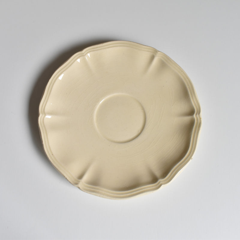 Vintage Cup & Saucer: Digoin & Sarreguemines, Ivoire, Flower Rim