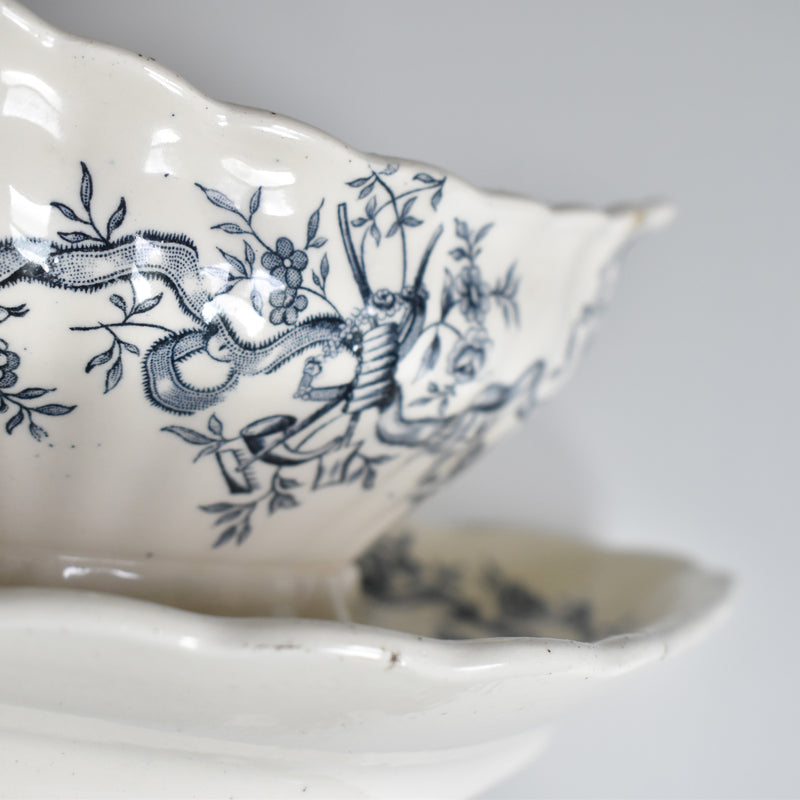 Antique Longchamp Sauce Boat, Rubans