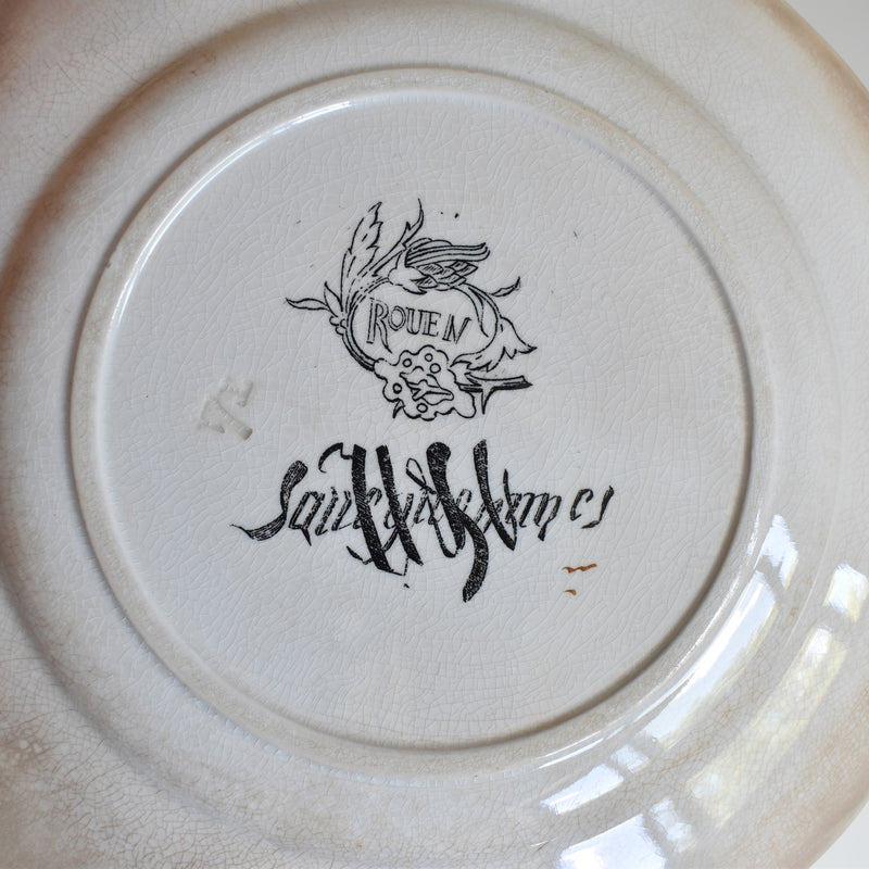 Antique dessert plate, U&C Sarreguemines, Rouen D