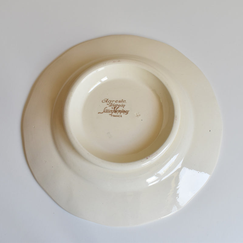 Vintage Pedestal Plate Digoin & Sarreguemines Agreste A