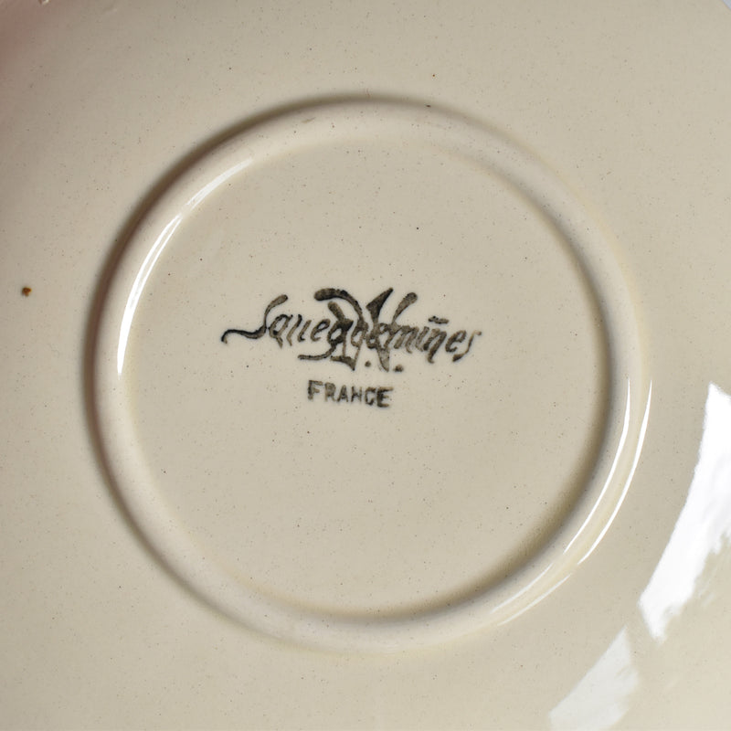 Vintage Teacup and Saucer Digoin & Sarreguemines Ivoire Flower Rim A