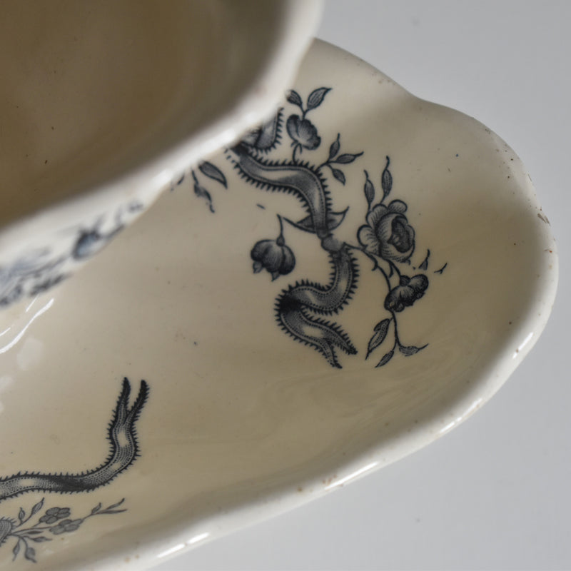 Antique Longchamp Sauce Boat, Rubans