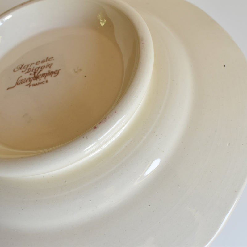 Vintage Pedestal Plate Digoin & Sarreguemines Agreste A