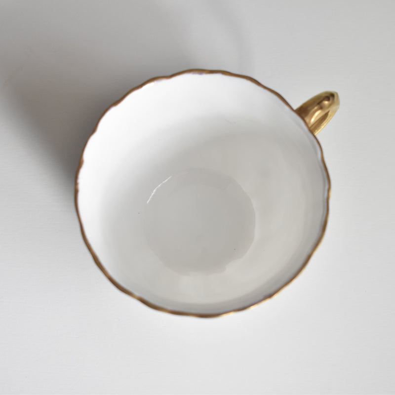 Vintage Cup Digoin & Sarreguemines Perle White & Gold A