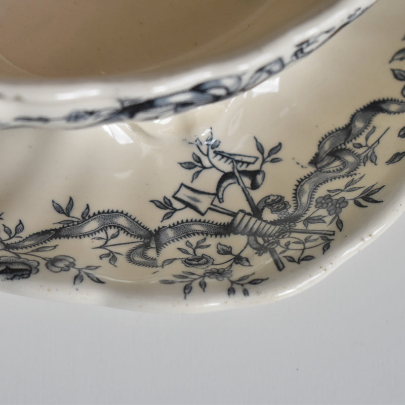 Antique Longchamp Sauce Boat, Rubans