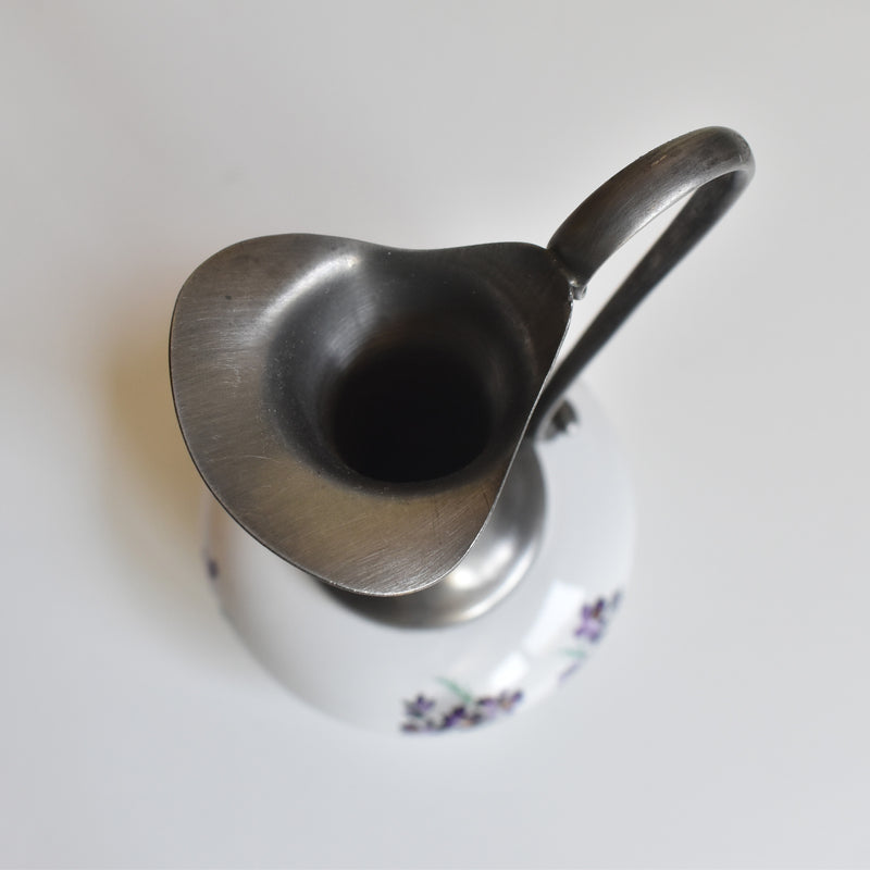 Vintage Pewter & Ceramic Single Flower Vase