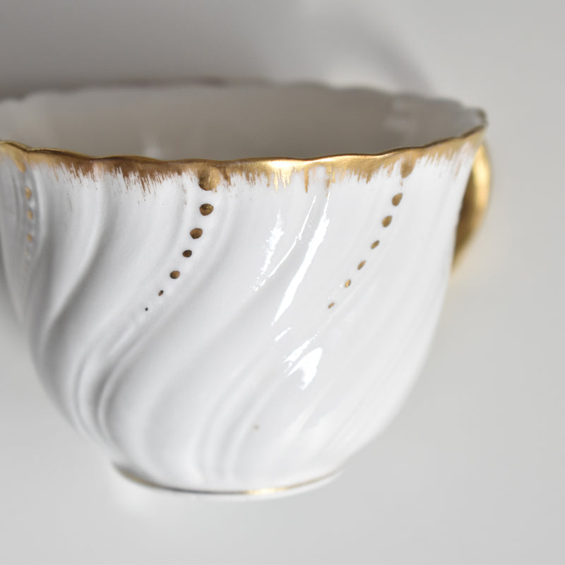 Vintage Cup Digoin & Sarreguemines Perle White & Gold A