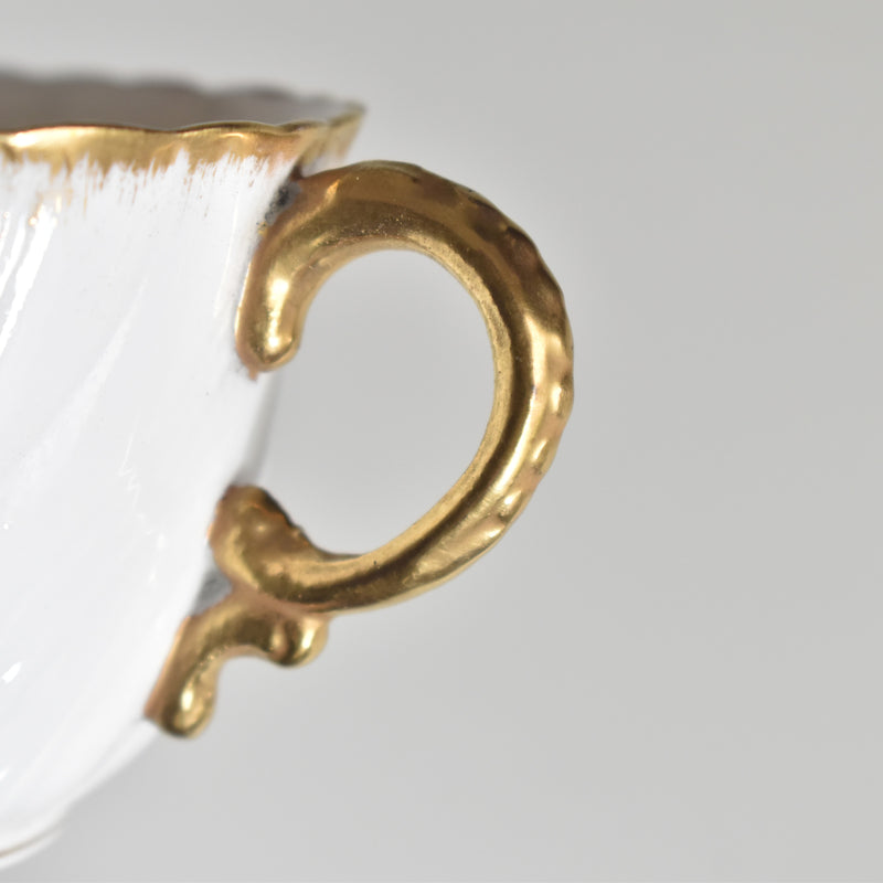 Vintage Cup Digoin & Sarreguemines Perle White & Gold A