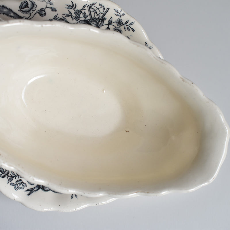 Antique Longchamp Sauce Boat, Rubans