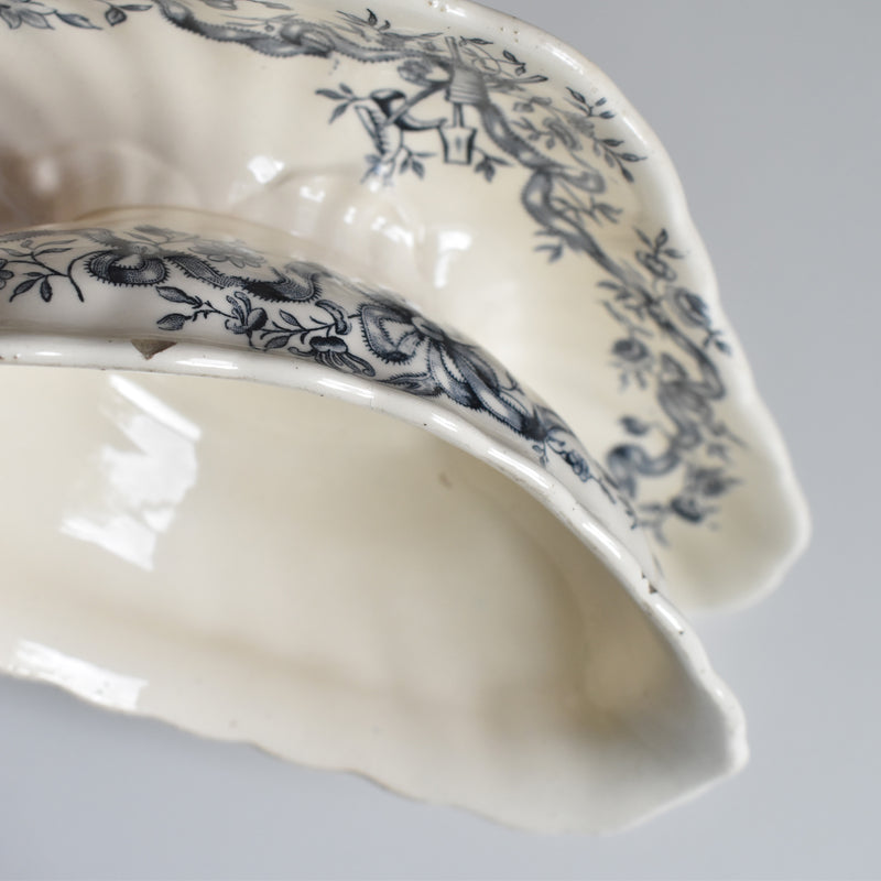 Antique Longchamp Sauce Boat, Rubans