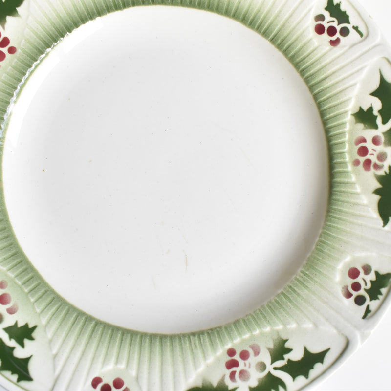Vintage dessert plate, Saint-Amand, holly, D