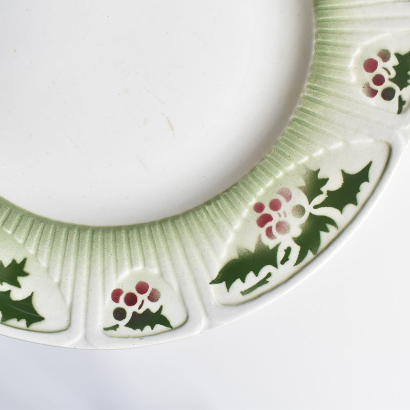 Vintage dessert plate, Saint-Amand, holly, D