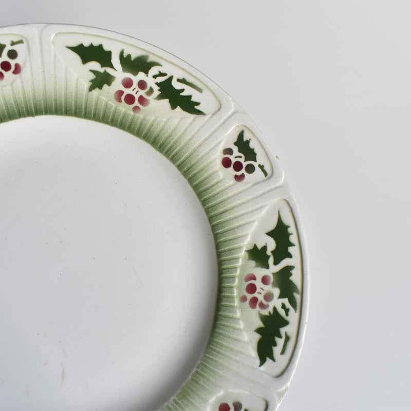 Vintage dessert plate, Saint-Amand, holly, D