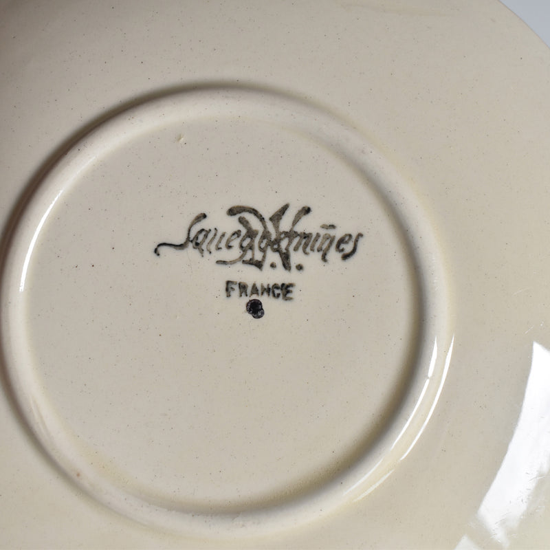 Vintage teacup and saucer, Digoin & Sarreguemines Ivoire, Scalloped edge, B