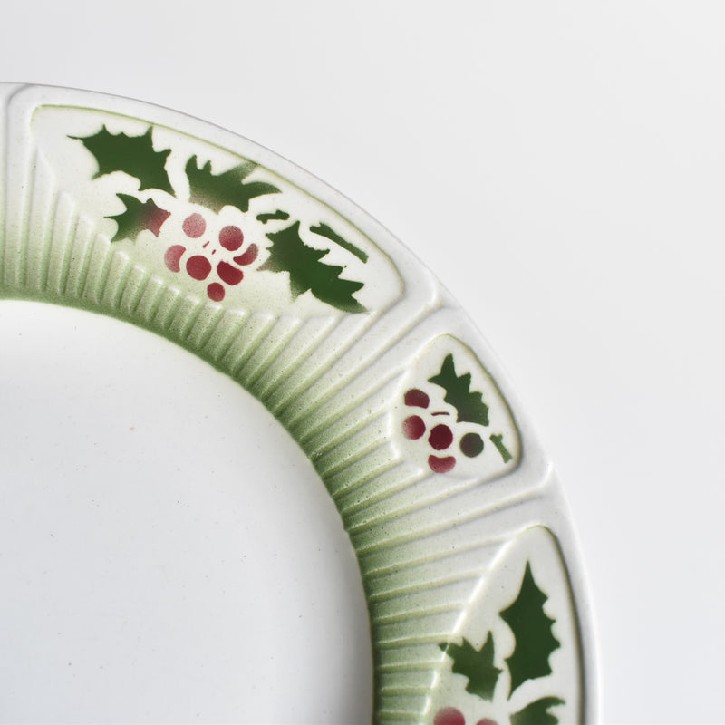 Vintage dessert plate, Saint-Amand, holly, D