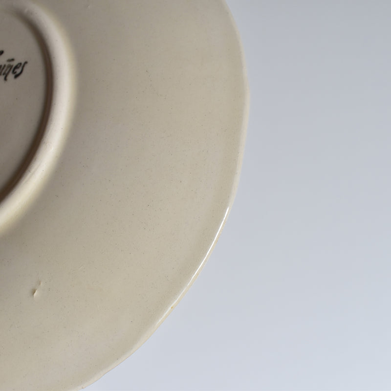 Vintage teacup and saucer, Digoin & Sarreguemines Ivoire, Scalloped edge, B