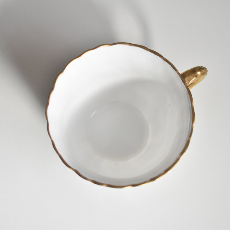 Vintage Cup Digoin & Sarreguemines Perle white&gold B
