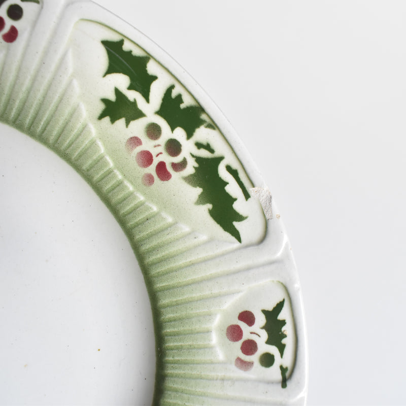 Vintage dessert plate, Saint-Amand, holly, D