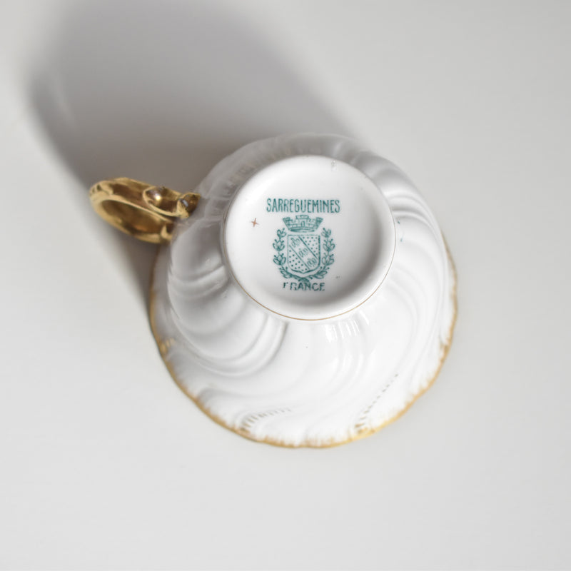 Vintage Cup Digoin & Sarreguemines Perle white&gold B