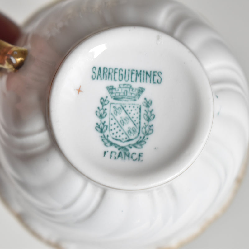 Vintage Cup Digoin & Sarreguemines Perle white&gold B