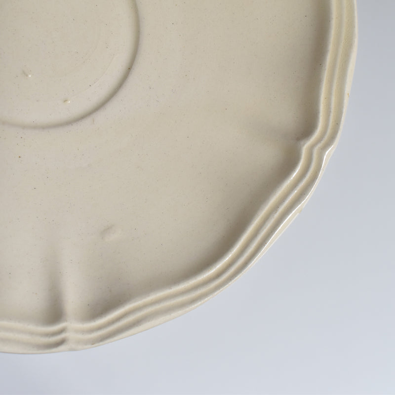 Vintage teacup and saucer, Digoin & Sarreguemines Ivoire, Scalloped edge, B