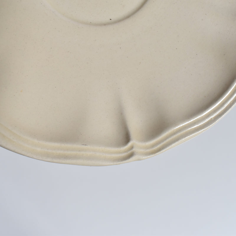 Vintage teacup and saucer, Digoin & Sarreguemines Ivoire, Scalloped edge, B