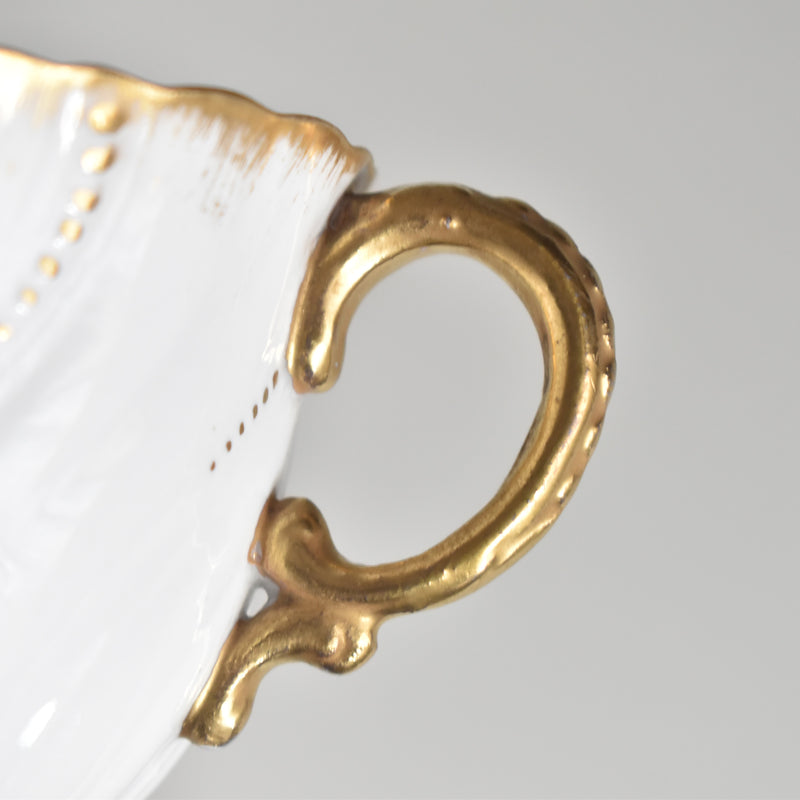 Vintage Cup Digoin & Sarreguemines Perle white&gold B