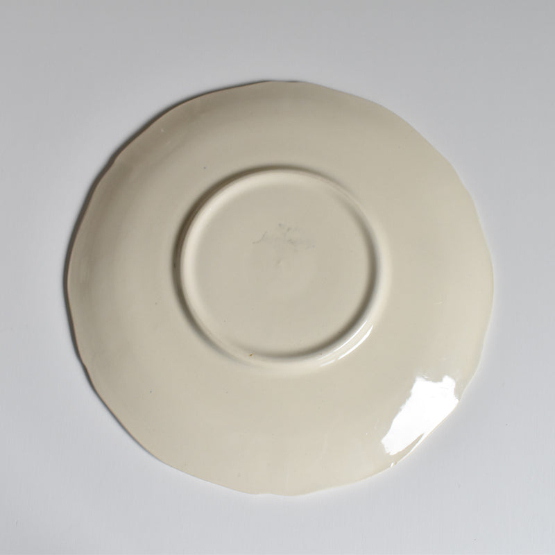 Vintage Chocolate Cup & Saucer Digoin & Sarreguemines Ivoire Petal Rim A