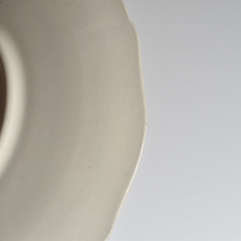 Vintage Chocolate Cup & Saucer Digoin & Sarreguemines Ivoire Petal Rim A