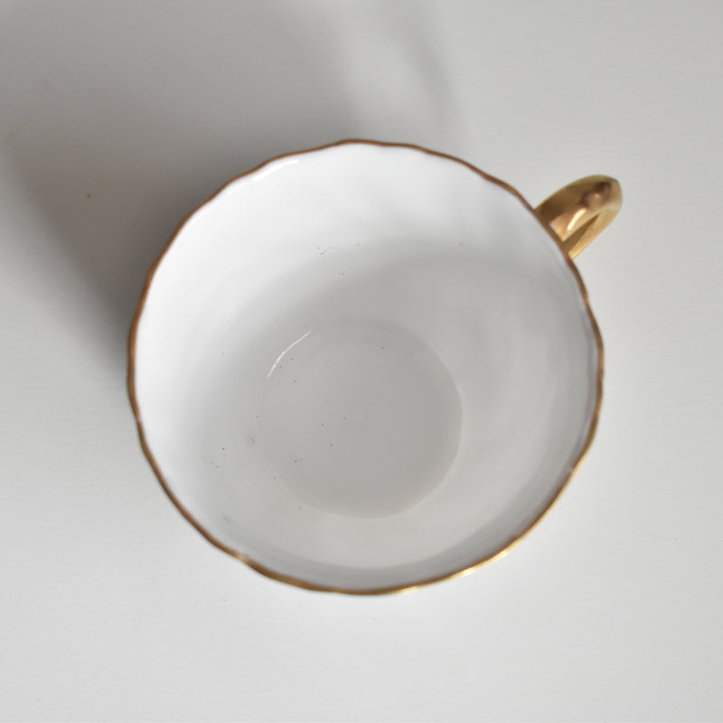 Vintage cup Digoin & Sarreguemines Perle white & gold C
