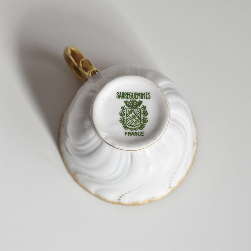Vintage cup Digoin & Sarreguemines Perle white & gold C