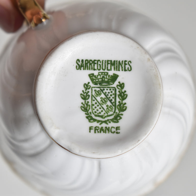 Vintage cup Digoin & Sarreguemines Perle white & gold C