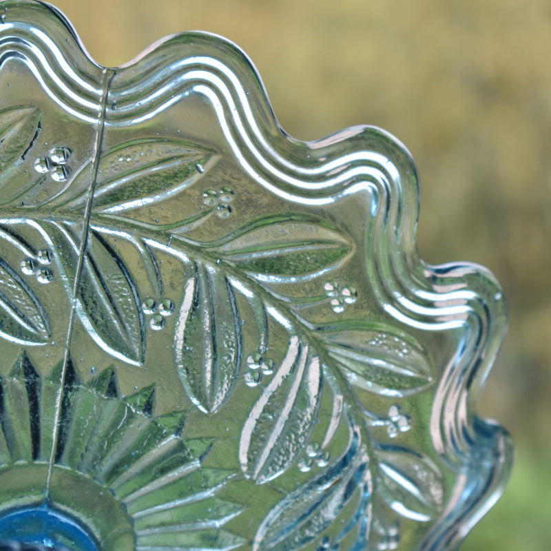 ヴィンテージ ガラスコンポティエ　Gui　ブルー