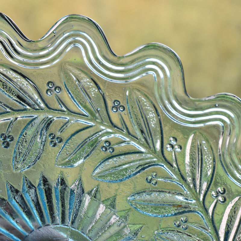 ヴィンテージ ガラスコンポティエ　Gui　ブルー