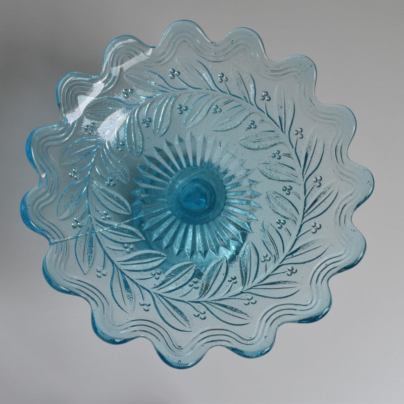 ヴィンテージ ガラスコンポティエ　Gui　ブルー