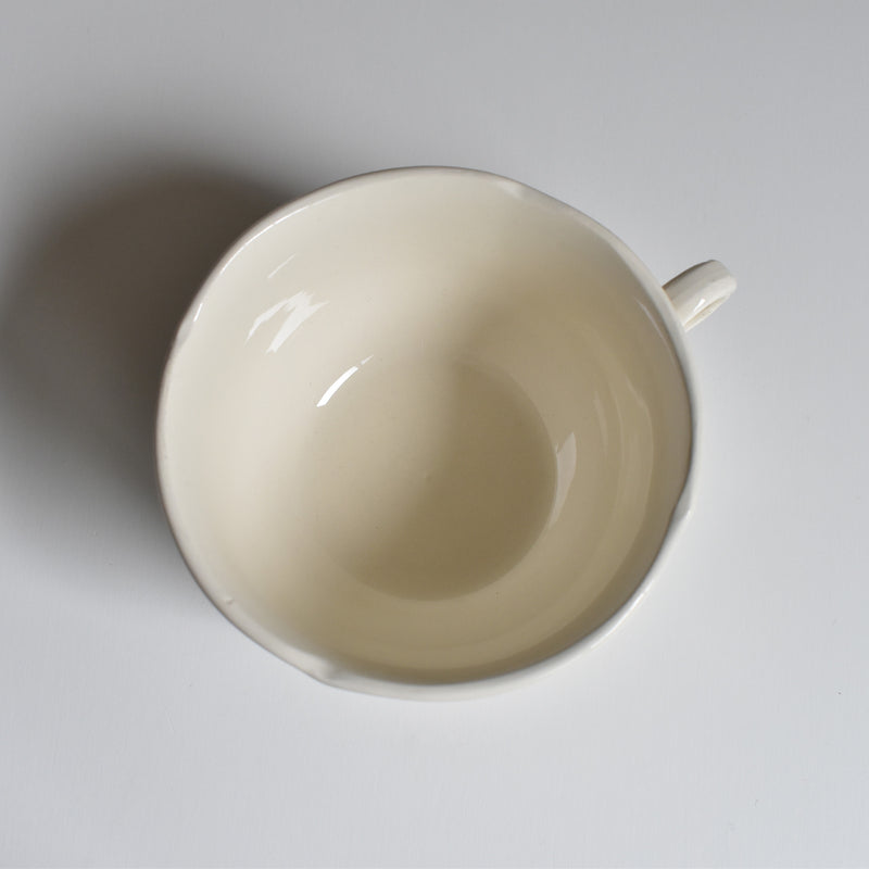 Vintage Chocolate Cup & Saucer Digoin & Sarreguemines Ivoire Petal Rim A