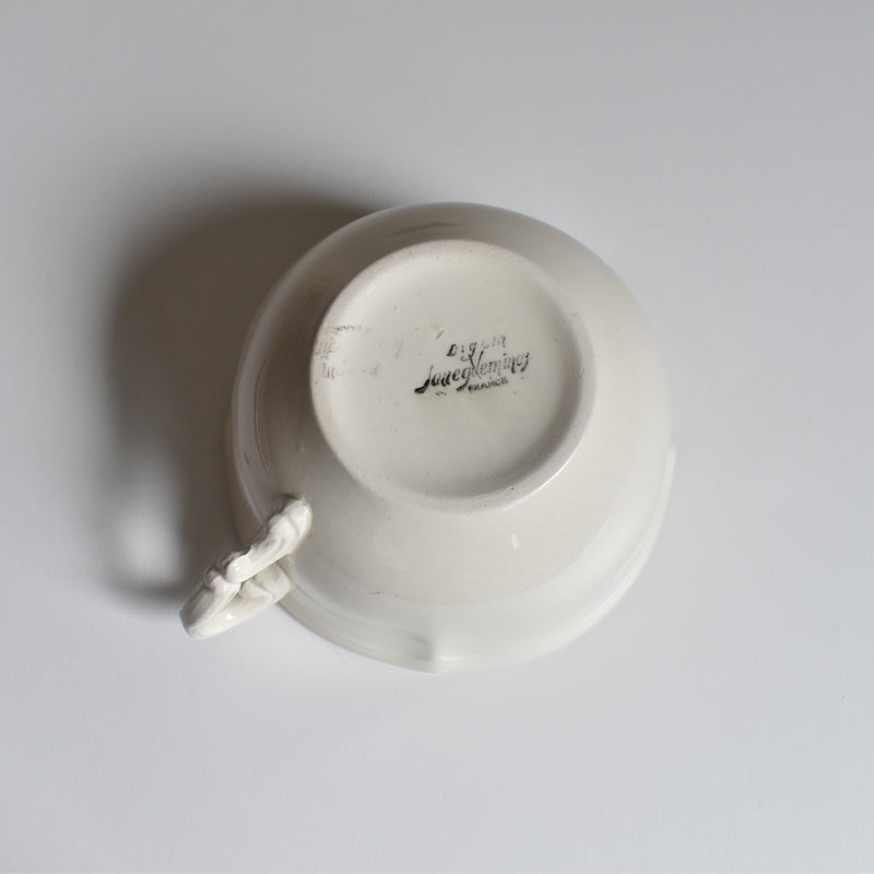 Vintage Chocolate Cup & Saucer Digoin & Sarreguemines Ivoire Petal Rim A