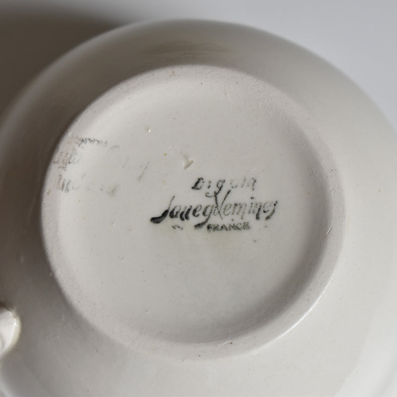 Vintage Chocolate Cup & Saucer Digoin & Sarreguemines Ivoire Petal Rim A