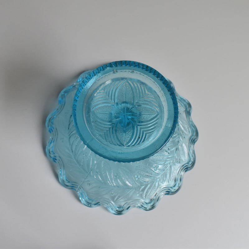 ヴィンテージ ガラスコンポティエ　Gui　ブルー