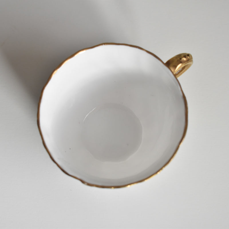 Vintage cup Digoin & Sarreguemines Perle white & gold D