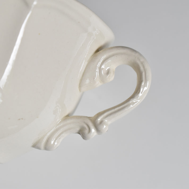 Vintage Chocolate Cup & Saucer Digoin & Sarreguemines Ivoire Petal Rim A